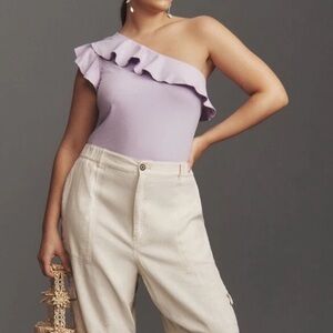 Maeve Lavender Ruffle One-Shoulder Top